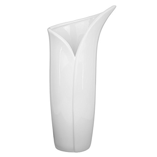 Moderne Tischvase Blumenvase in weiß aus Keramik | Maße der Vase 30 x 14 x 10 cm | Handarbeit - Unikat1