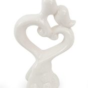 Deko Figur Paar abstrakt Liebe aus Keramik weiß, 10 x 6 x 3cm, moderne Statue Skulptur Liebespaar, Figur:B