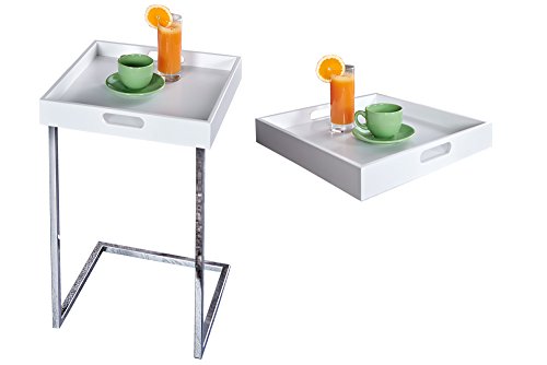 Invicta Interior Ciano Design Beistelltisch Tablett-Tisch weiß chrom 40 x 40 cm7