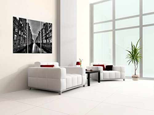 Black White Hamburg - Premium Kunstdruck Wand-Bild - 130x80cm XXL Leinwand-Druck in deutscher Marken-Qualität - Leinwand-Bilder auf Holz-Keilrahmen als moderne Wohnzimmer Deko3
