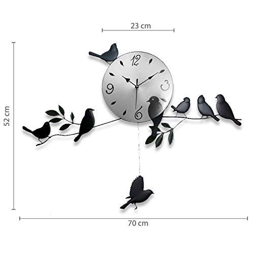 Schwarze Vögel Wand Uhr Kunst Designer Modern Familie Wohnzimmer Raum Design Deko1