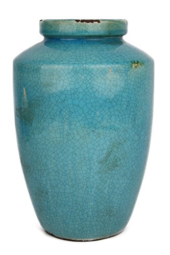Hochwertige Used Look Vase Türkis 940 / Keramik / Unikat / 28 x 19 x 19 cm3