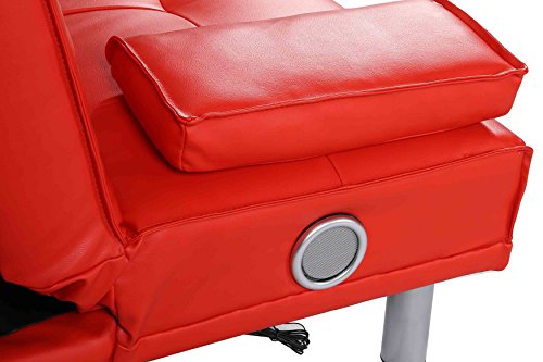 Neue Manhattan moderne'Sleep Design'Kunstleder, 3-Sitzer, mit Bluetooth-Stereo-Lautsprecher schwarz, Rot, Weiß, Grün oder Braun, Kunstleder, rot, Drei Sitze 60 watts3