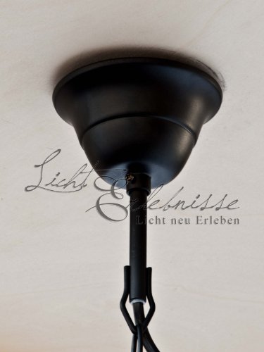 Reich verzierte Pendelleuchte Hängelampe in mattschwarz 5-flammig E14 230 Volt Decken Beleuchtung im Landhausstil für Esszimmer Küche Wohnzimmer2