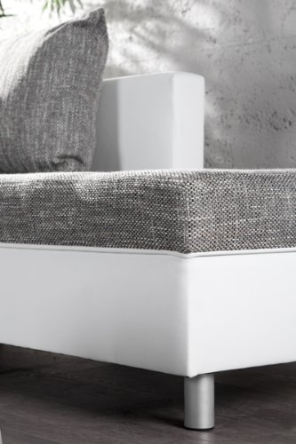 Großes Ecksofa SULTAN weiss Strukturstoff grau OT rechts3