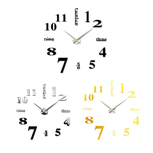 Anself DIY Moderne Wanduhr Wandtattoo Dekoration Uhr für Zimmerdeko aus Acryl Schwarz2