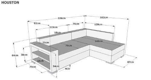 B-famous PolstereckeHouston-2-Pur Schenkelmaß 226 x 160 cm Materialmix Mikrovelours-Struktur, schwarz / grau2