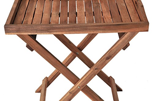SAM® Akazie-Holz Tablett Amapola mit Ständer, Servierwagen mit mehrfach geschliffener Oberfläche, zusammenklappbarer Ständer, ideal für Balkon, Terrasse oder Garten2