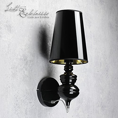 Design wandleuchte in schwarz gold innen e27 230v wandlampe für ...