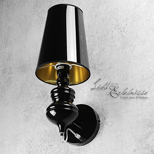 Design wandleuchte in schwarz gold innen e27 230v wandlampe für ...