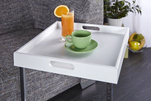 Invicta Interior Ciano Design Beistelltisch Tablett-Tisch weiß chrom 40 x 40 cm3