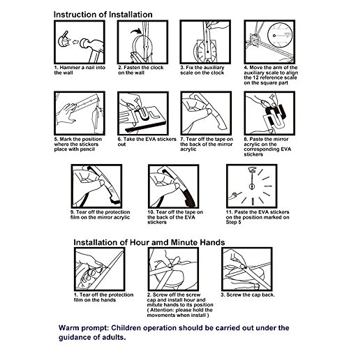 Anself DIY Moderne Wanduhr Wandtattoo Dekoration Uhr für Zimmerdeko aus Acryl Schwarz1