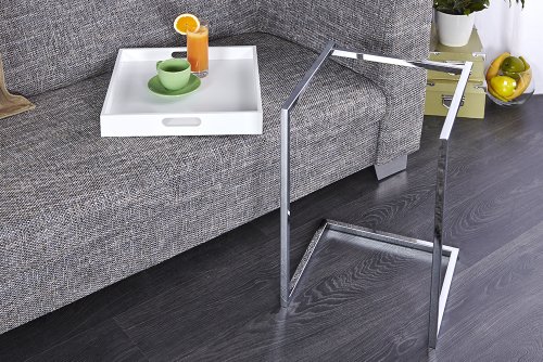 Invicta Interior Ciano Design Beistelltisch Tablett-Tisch weiß chrom 40 x 40 cm1