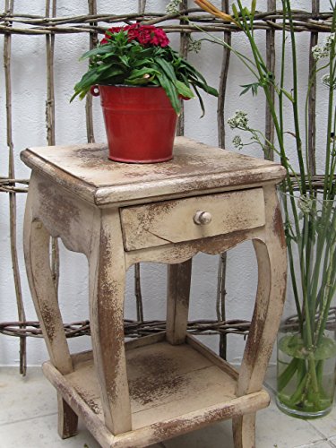 Beistelltisch Nachtschrank Tisch Hocker Telefontisch Regal Blumenhocker antik creme Landhaus ca. 60 cm hoch x 33 cm x 33 cm4