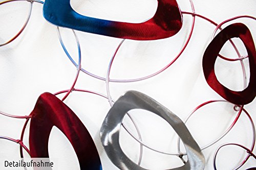 Extravagante KunstLoft® Metall Wandskulptur 'Less than Perfect' 72x146x5cm | Design Wanddeko XXL handgefertigt | Luxus Metallbild Wandrelief | Abstrakte Ringe & Kreise in Bunt | Wandbild modern6