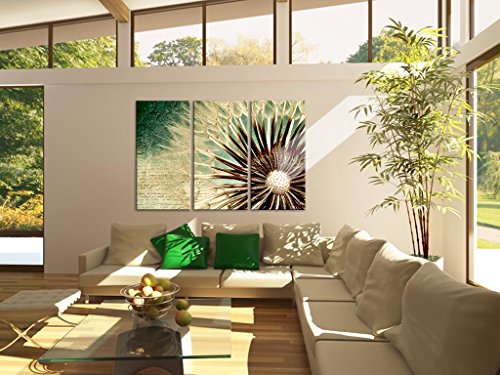 Bilder SENSATIONSPREIS !!! -2066339a- XXL Bild 120x80 cm !!! 100 % MADE IN GERMANY !!! Wandbild Bild auf Vlies Leinwand, Pustenblume, XXL Format - Fertig Aufgespannt - TOP - Leinwand - Kunstdruck - Vintage Art Natur grün1