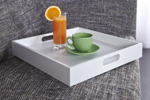 Invicta Interior Ciano Design Beistelltisch Tablett-Tisch weiß chrom 40 x 40 cm2