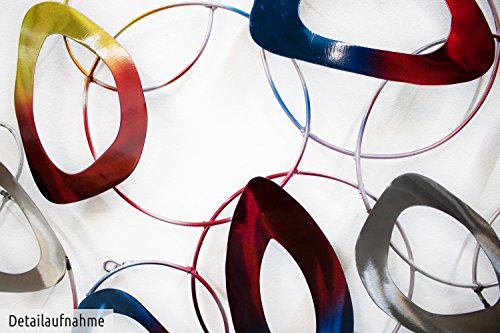Extravagante KunstLoft® Metall Wandskulptur 'Less than Perfect' 72x146x5cm | Design Wanddeko XXL handgefertigt | Luxus Metallbild Wandrelief | Abstrakte Ringe & Kreise in Bunt | Wandbild modern2