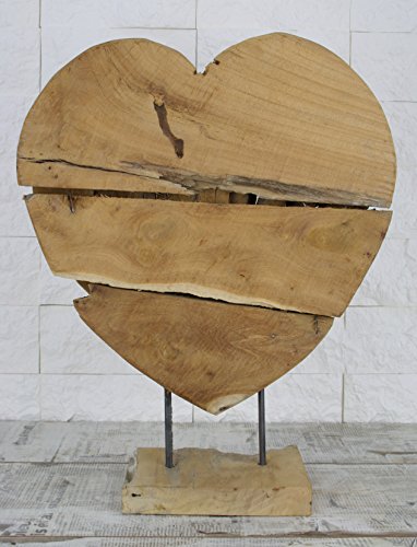 Teak Abstrakte Skulptur Teakholz massiv Wurzel Handgeschnitzt Unikat Herz groß 62cm L2