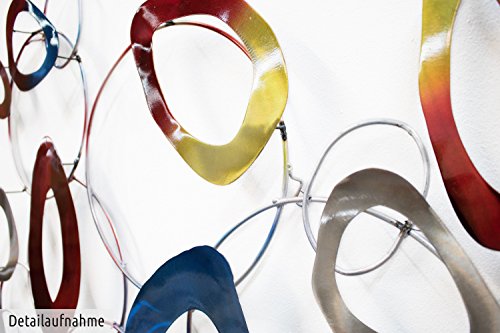 Extravagante KunstLoft® Metall Wandskulptur 'Less than Perfect' 72x146x5cm | Design Wanddeko XXL handgefertigt | Luxus Metallbild Wandrelief | Abstrakte Ringe & Kreise in Bunt | Wandbild modern7