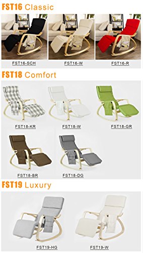 SoBuy® Neu-Schaukelstuhl (verstellbares Fussteil),Relaxstuhl,Relaxsessel mit Tasche, FST16-W4