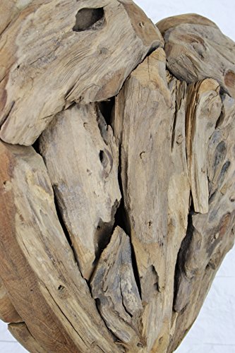 Teak Abstrakte Skulptur Teakholz massiv Wurzel Handgeschnitzt Unikat Herz groß 62cm L3