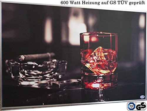 Infrarot Heizung 600 Watt Whiskyglas und Zigarre