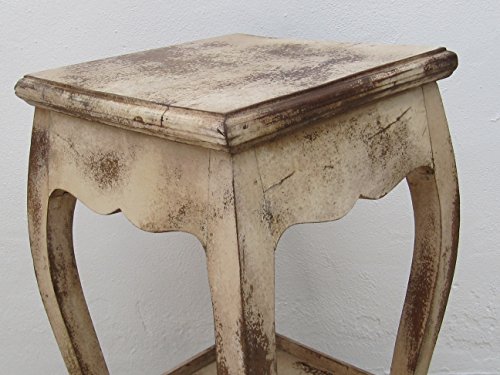 Beistelltisch Nachtschrank Tisch Hocker Telefontisch Regal Blumenhocker antik creme Landhaus ca. 60 cm hoch x 33 cm x 33 cm6