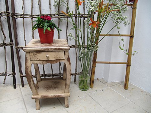 Beistelltisch Nachtschrank Tisch Hocker Telefontisch Regal Blumenhocker antik creme Landhaus ca. 60 cm hoch x 33 cm x 33 cm5